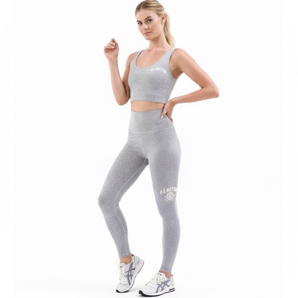 P.E Nation Camino Set Grey Marl Leggings Sports Bra Small NWT